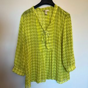 Banana Republic Yellow Sheer Blouse XL